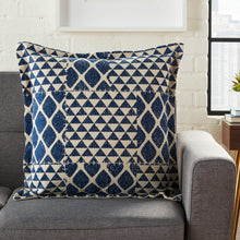 Load image into Gallery viewer, Nourison Life Styles Printed Triangle Patch Indigo Throw Pillow DL569 20&quot; x 20&quot;
