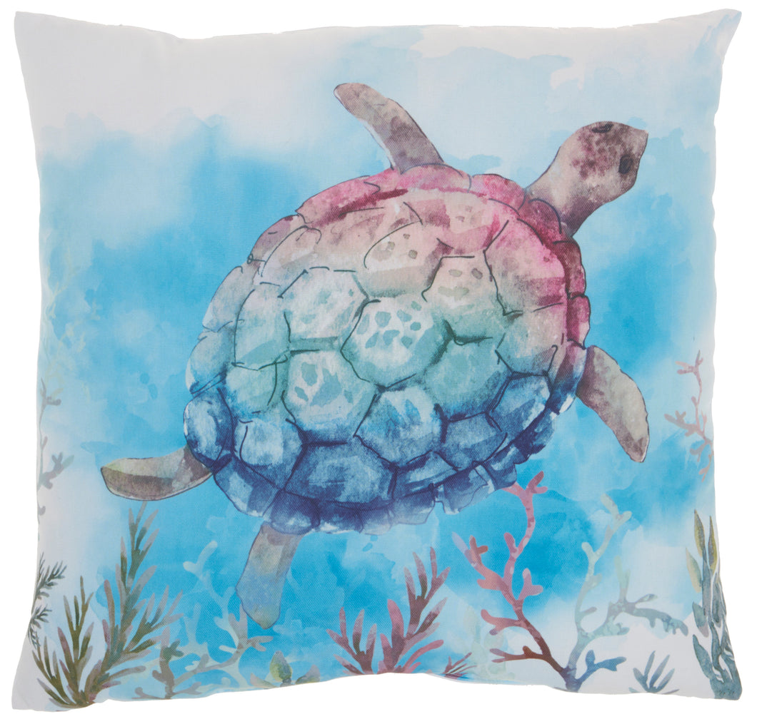 Mina Victory Outdoor Pillows Tyedye Sea Turtle Multicolor Throw Pillow BJ601 18