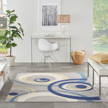 Load image into Gallery viewer, Nourison Grafix GRF21 6&#39;x9&#39; Grey and Blue Area Rug GRF21 Grey
