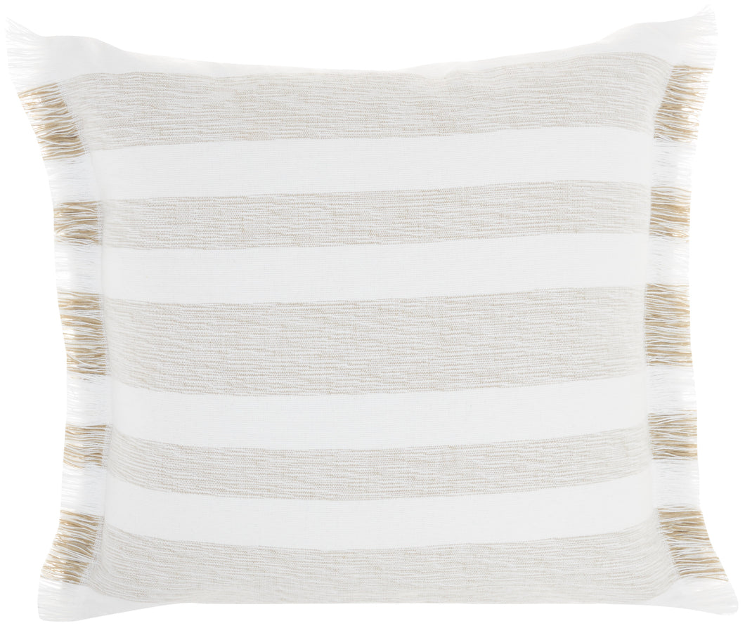 Mina Victory Life Styles Chambray Stripes Taupe Throw Pillow SS919 18