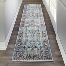 Load image into Gallery viewer, Nourison Ankara Global ANR14 Light Blue Multicolor 6&#39; Runner Textured Hallway Rug ANR14 Teal/Multicolor
