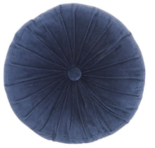 Load image into Gallery viewer, Mina Victory Life Styles Round Ruched Velvet Navy Throw Pillow RC190 16&quot;X16&quot;RND
