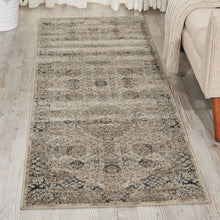 Load image into Gallery viewer, kathy ireland Home Malta MAI01 Blue and Ivory 8&#39; Runner Hallway Rug MAI01 Ivory/Blue
