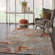 Load image into Gallery viewer, Nourison Artworks ATW03 Red and Gold Multicolor 6&#39;x8&#39; Abstract Area Rug ATW03 Silver/Grey/Yellow

