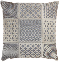 Load image into Gallery viewer, Mina Victory Natural Leather Hide Cut Out Tiles Grey Throw Pillow S4291 20&quot; x 20&quot;
