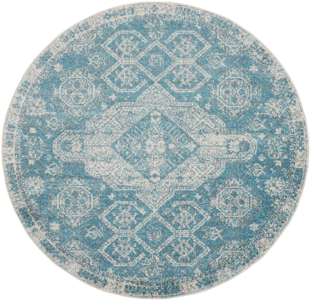 Nourison Tranquil 8' Round Area Rug TRA13 Lt.Blue/Ivory