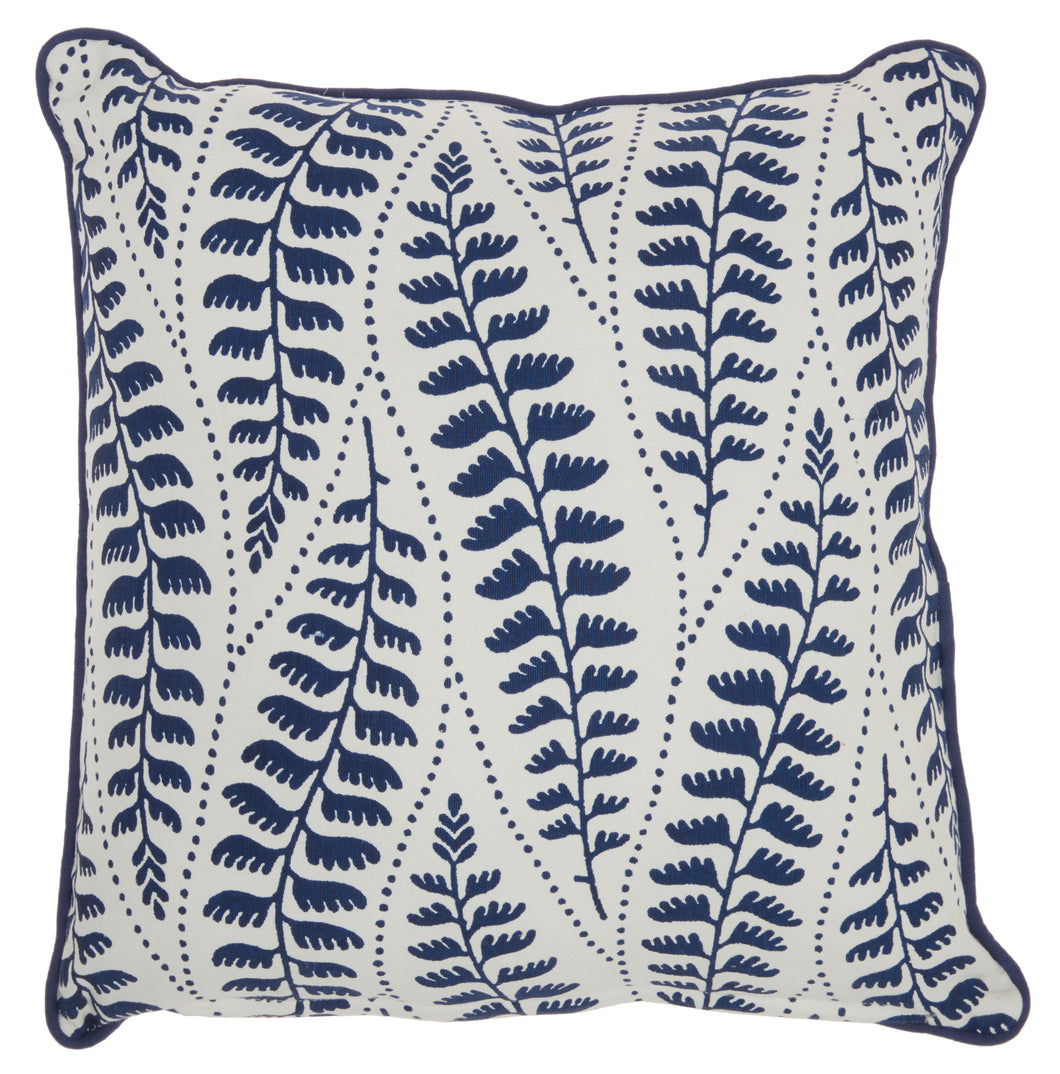 Mina Victory Life Styles Printed Leaves Blue Throw Pillow RC792 18