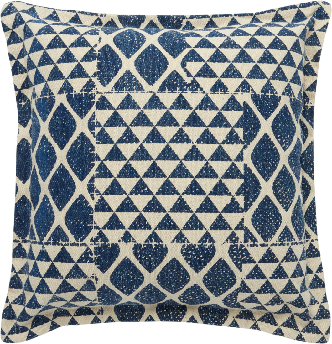 Nourison Life Styles Printed Triangle Patch Indigo Throw Pillow DL569 20