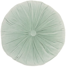 Load image into Gallery viewer, Mina Victory Life Styles Round Ruched Velvet Celadon Throw Pillow RC190 16&quot;X16&quot;RND
