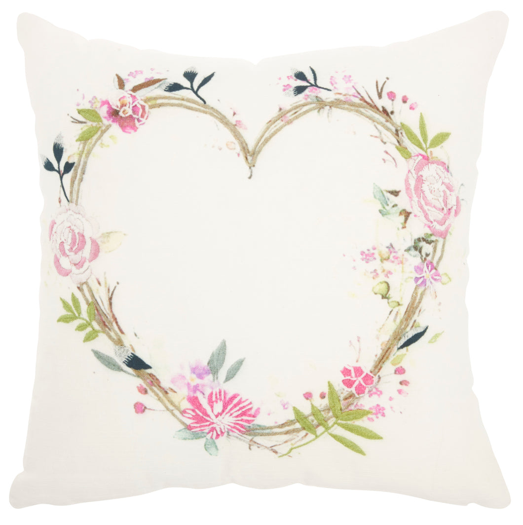 Mina Victory Life Styles Embroidered Heart Multicolor Throw Pillow HW414 18