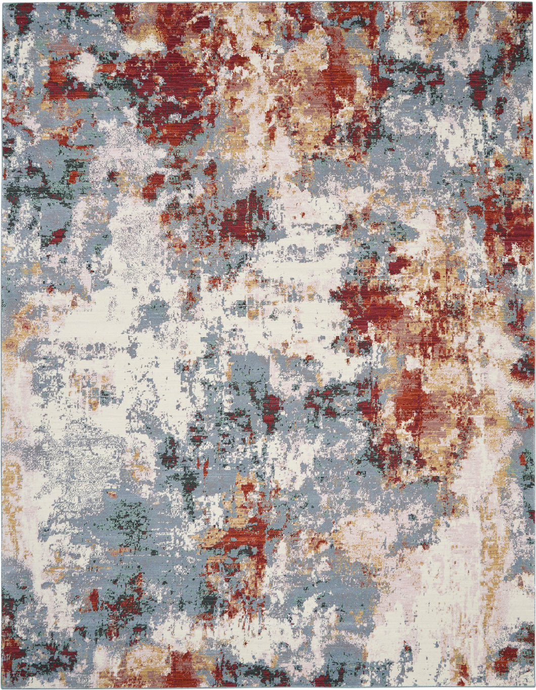 Nourison Artworks ATW01 Grey and Red Oversized Abstract 10'x13' Area Rug ATW01 Slate Multi