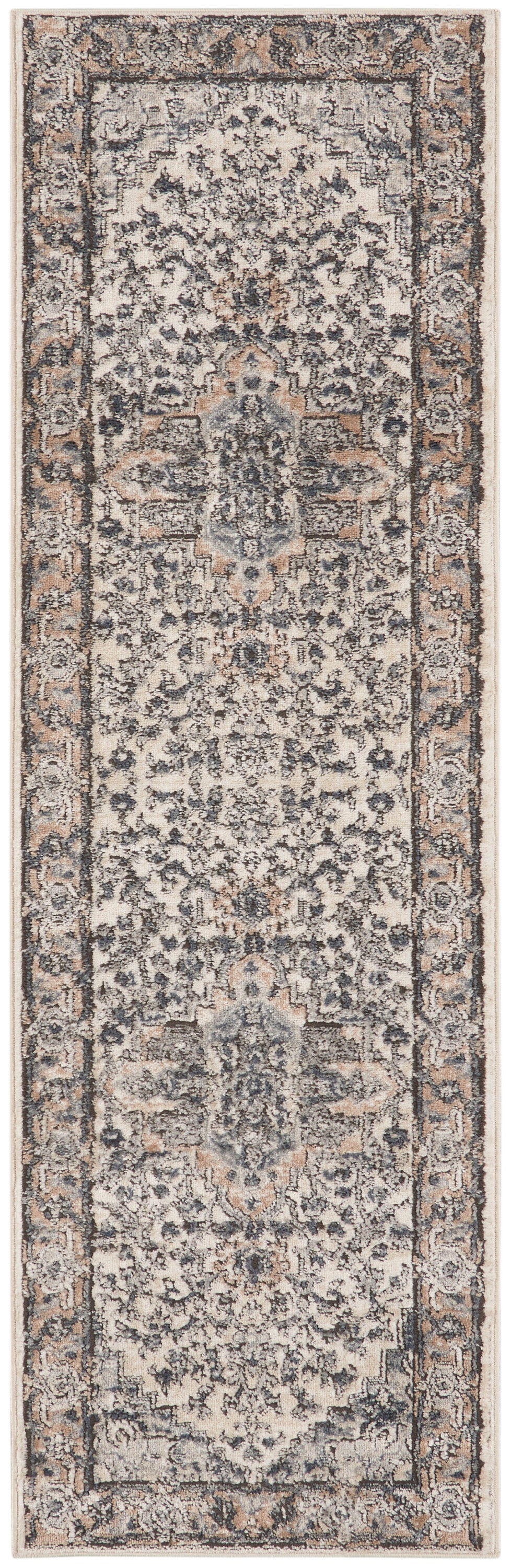 Nourison Quarry 8' Runner Persian Area Rug QUA05 Ivory/Grey