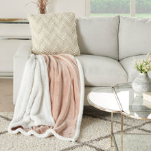 Load image into Gallery viewer, Mina Victory Velvet/Sherpa Blush Throw Blanket SN102 50&quot;X60&quot;
