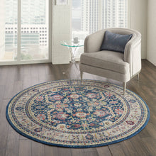 Load image into Gallery viewer, Nourison Ankara Global ANR13 Navy Blue Multicolor 4&#39; Round Persian Area Rug ANR13 Navy/Multicolor
