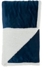 Load image into Gallery viewer, Mina Victory Velvet/Sherpa Navy Throw Blanket SN102 50&quot;X60&quot;
