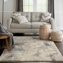 Load image into Gallery viewer, Nourison Fusion FSS16 Beige and Grey 4&#39;x6&#39; Low-pile Shag Area Rug FSS16 Cream Grey

