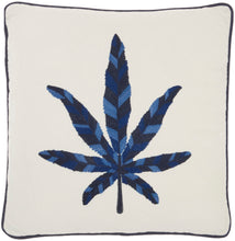 Load image into Gallery viewer, Mina Victory Royal Palm Maple Leaf Indigo Throw Pillow NS249 16&quot;X16&quot;
