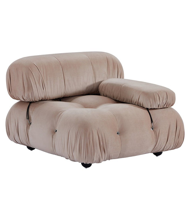 Gioia 1-Seater Chair - Left Armrest - Beige Velvet - GFURN