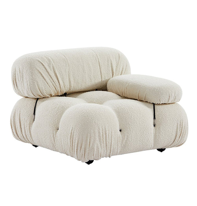 Gioia 1-Seater Chair - Left Armrest - Cream/White Boucle - GFURN