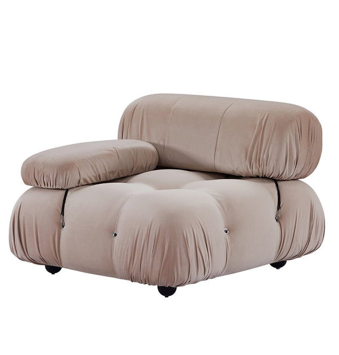 Gioia 1-Seater Chair - Right Armrest - Beige Velvet - GFURN