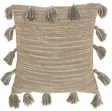 Load image into Gallery viewer, Mina Victory Life Styles Woven with Tassels Charcoal Throw Pillow DL005 18&quot; x 18&quot;
