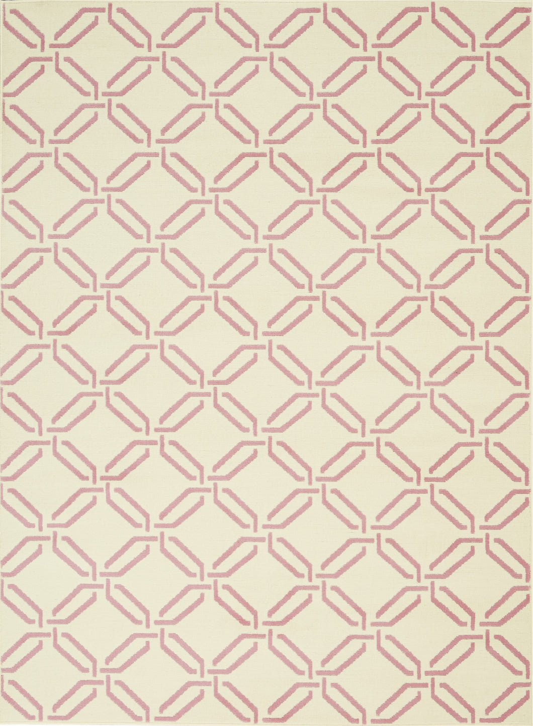 Nourison Jubilant JUB17 White and Pink 6'x9' Mid-century Area Rug JUB17 Ivory/Pink