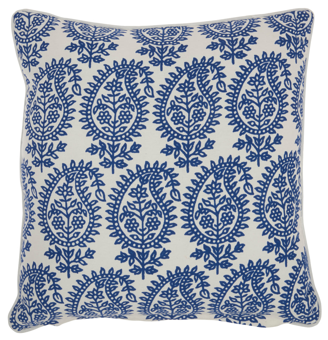 Mina Victory Life Styles Printed Paisley Blue Throw Pillow RC790 18