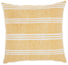 Load image into Gallery viewer, Mina Victory Life Styles Wavy Lines and Dots Yellow Throw Pillow SS912 18&quot; x 18&quot;

