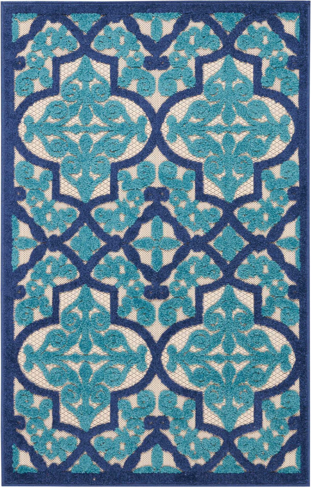 Nourison Aloha ALH14 Dark Blue and Ivory 3'x4' Indoor-outdoor Area Rug ALH14 Navy