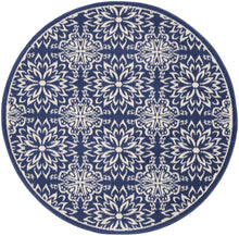 Load image into Gallery viewer, Nourison Jubilant 5&#39; Round Navy Ivory Transitional Area Rug JUB06 Navy/Ivory
