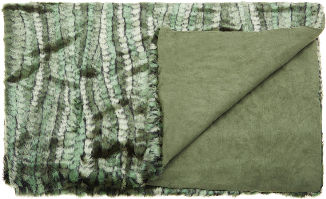 Mina Victory Fur Green Stripe Green Throw Blanket N9551 50