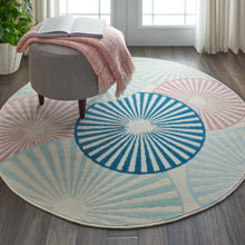 Load image into Gallery viewer, Nourison Grafix GRF20 White and Blue 5&#39; Round Area Rug GRF20 Ivory/Multi
