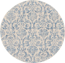 Load image into Gallery viewer, Nourison Jubilant 8&#39; Round White and Blue Area Rug JUB09 Ivory/Blue
