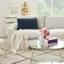 Load image into Gallery viewer, Mina Victory Shag Soft Ribbon Shag Navy Throw Pillow TL048 14&quot; X 24&quot;
