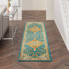 Load image into Gallery viewer, Nourison Allur 8&#39; Runner Turquoise Ivory Area Rug ALR01 Turquoise Ivory
