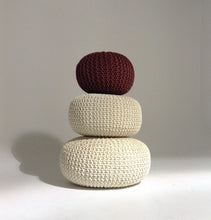 Load image into Gallery viewer, Handmade Round Knitted Pouf | Marsala | 50x35cm - GFURN
