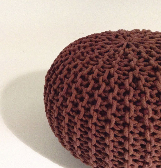 Handmade Round Knitted Pouf | Marsala | 50x35cm - GFURN
