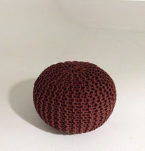 Load image into Gallery viewer, Handmade Round Knitted Pouf | Marsala | 50x35cm - GFURN
