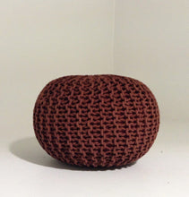 Load image into Gallery viewer, Handmade Round Knitted Pouf | Marsala | 50x35cm - GFURN
