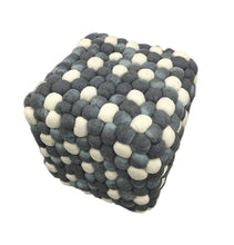 Load image into Gallery viewer, Handmade Woolen Pebble Pouf | Grey Blue - GFURN
