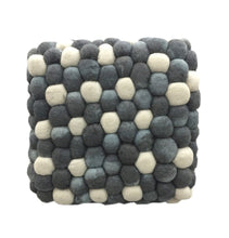 Load image into Gallery viewer, Handmade Woolen Pebble Pouf | Grey Blue - GFURN
