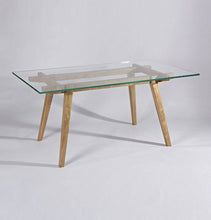 Load image into Gallery viewer, Rectangular Glass Dining Table - Harald Modern Dining Table - Glass &amp; Wood
