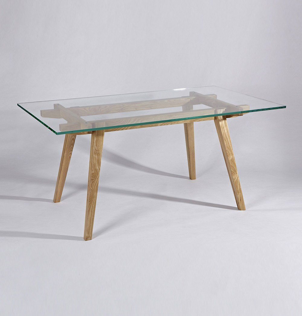 Rectangular Glass Dining Table - Harald Modern Dining Table - Glass & Wood