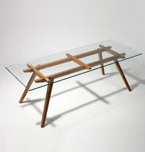 Load image into Gallery viewer, Harald Modern Dining Table - Glass &amp; Wood
