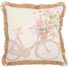 Load image into Gallery viewer, Mina Victory Life Styles Bicycle Multicolor Throw Pillow HW444 18&quot; x 18&quot;
