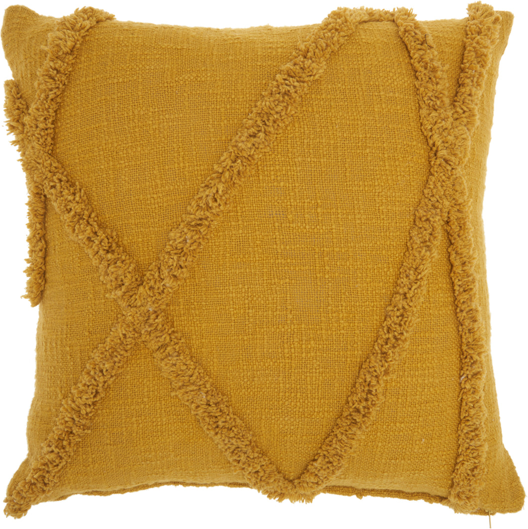 Nourison Life Styles Distressed Diamond Mustard Throw Pillow SH018 18