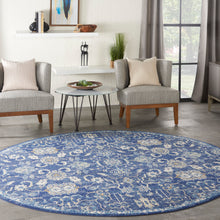 Load image into Gallery viewer, Nourison Grafix GRF24 Navy Blue 8&#39; Round Persian Area Rug
