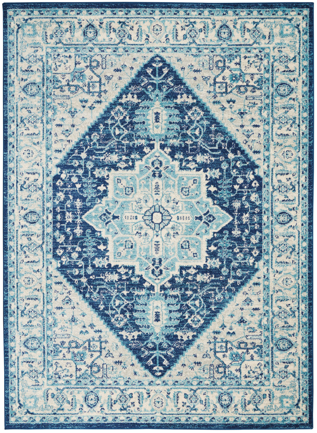 Nourison Tranquil TRA06 Blue and White 6'x9' Persian Area Rug TRA06 Ivory/Navy