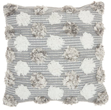 Load image into Gallery viewer, Mina Victory Life Styles Woven Chindi Flowers Lt Grey Throw Pillow DL901 18&quot;X18&quot;
