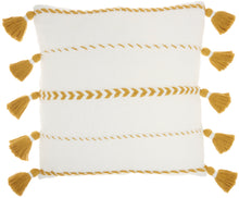 Load image into Gallery viewer, Mina Victory Life Styles Braided Stripes Tassels Mustard Throw Pillow SH037 20&quot;X20&quot;
